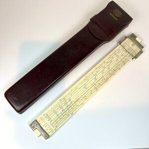 1955 Frederick Post 1460 Versalog Hemmi Bamboo Slide Rule Japan Leather Case MCM